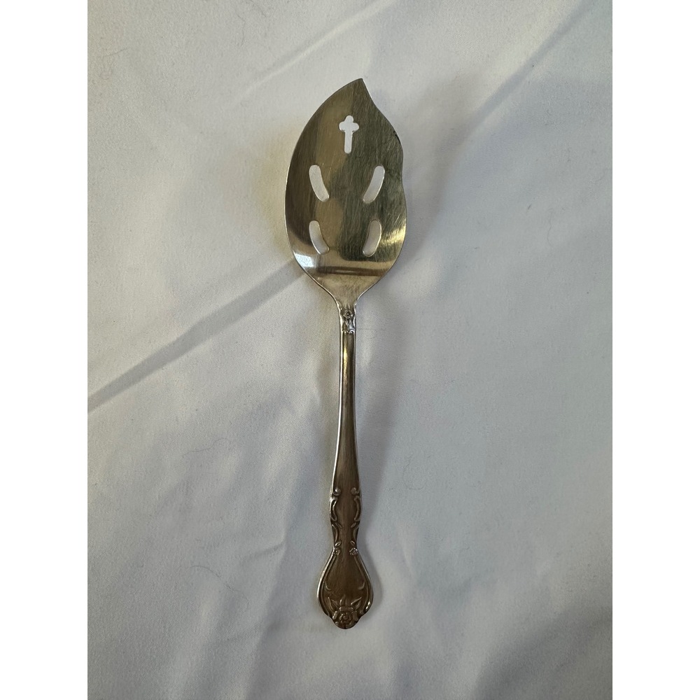 National Silverplate NORMA Japan Pierced Serving Spoon Leaf Design
